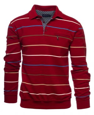 Red Ottoman Knit Polo Neck Sweater  Comfort and Style
