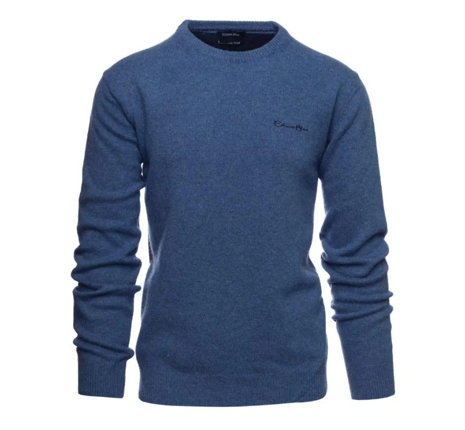 PULL COL ROND en laine INDIGO