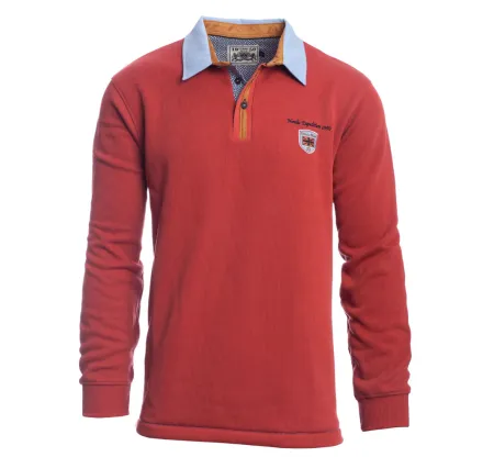 Polo uni col chemise manches longues CORAIL