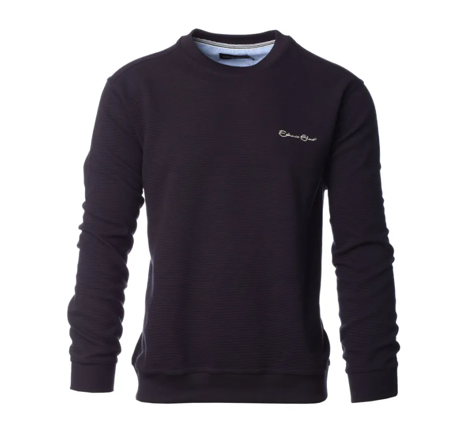 Sweat-shirt col rond uni MARINE maille ottoman