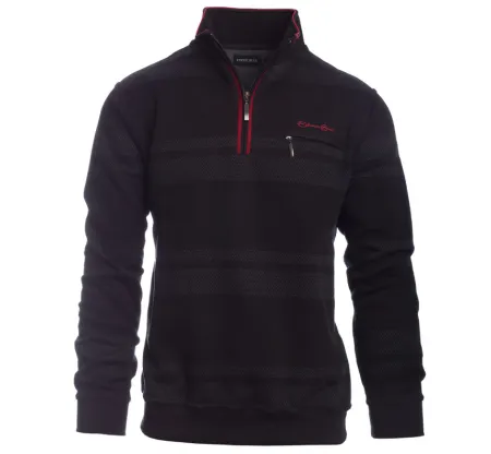 Sweat col zip rayé NOIR / GRIS 3XL