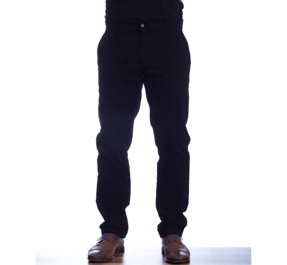 PANTALON en toile COTON ELASTHANE poches italiennes chino NOIR