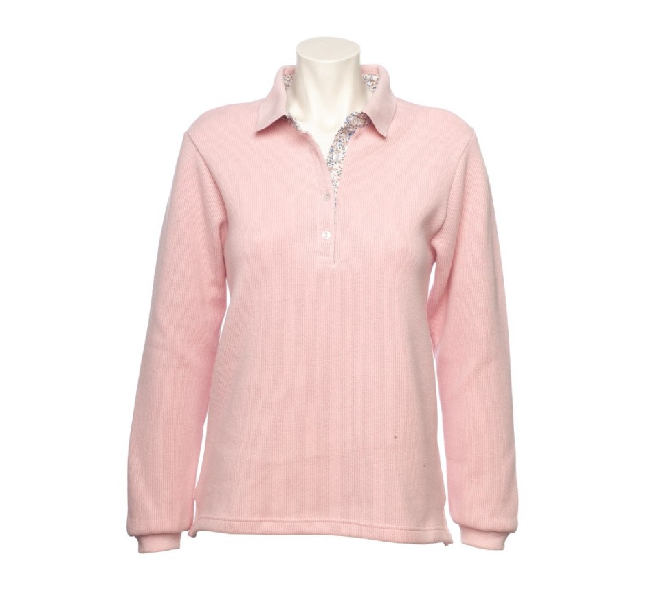 Polo femme ciel manches longues toucher doux