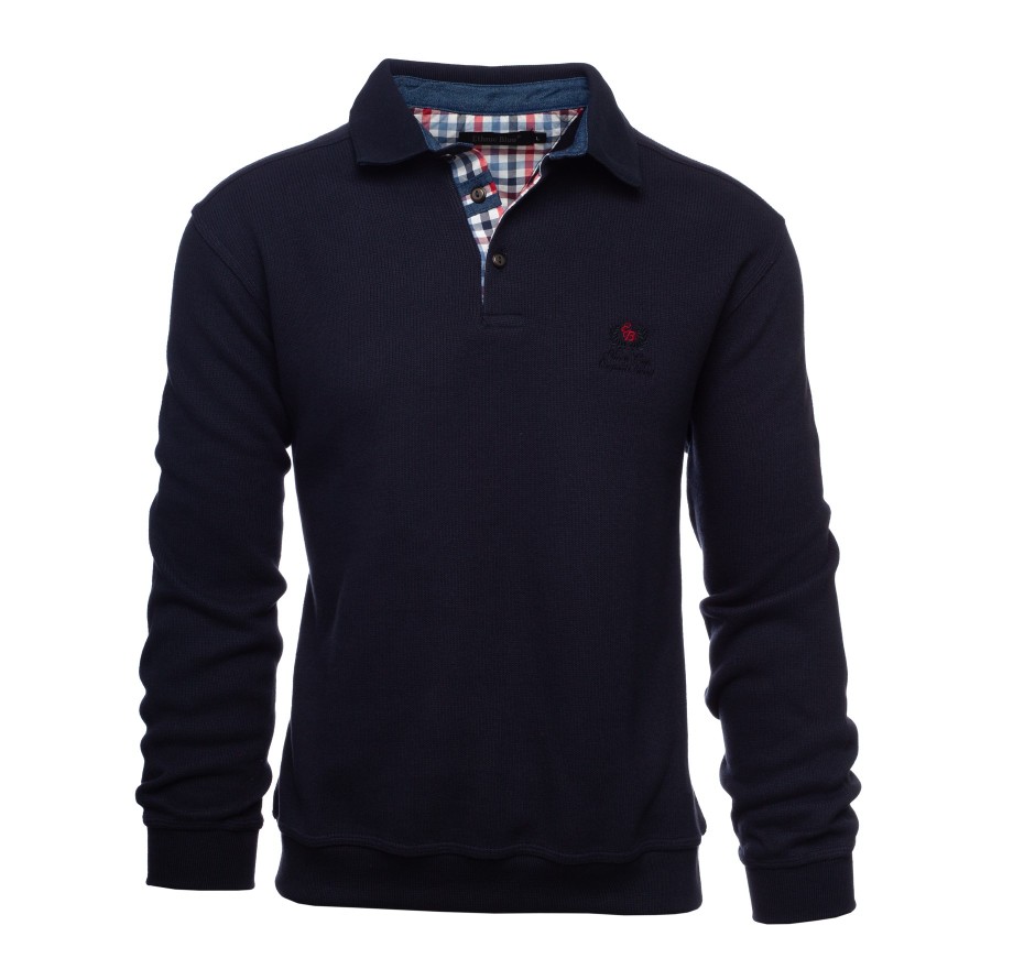 Polo Signature Homme avec Coudières Maille Douce | Ethnic Blue