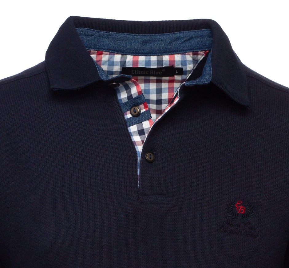 Men's Signature Polo with Elbow Patches - Soft Knit | Ethnic Blue