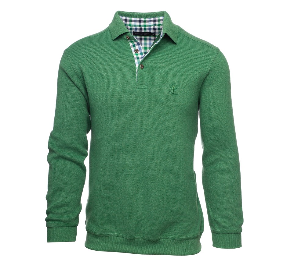 Men's polo, long sleeves, royal blue, soft touch