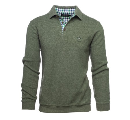 Men's polo, long sleeves, Almond, soft touch