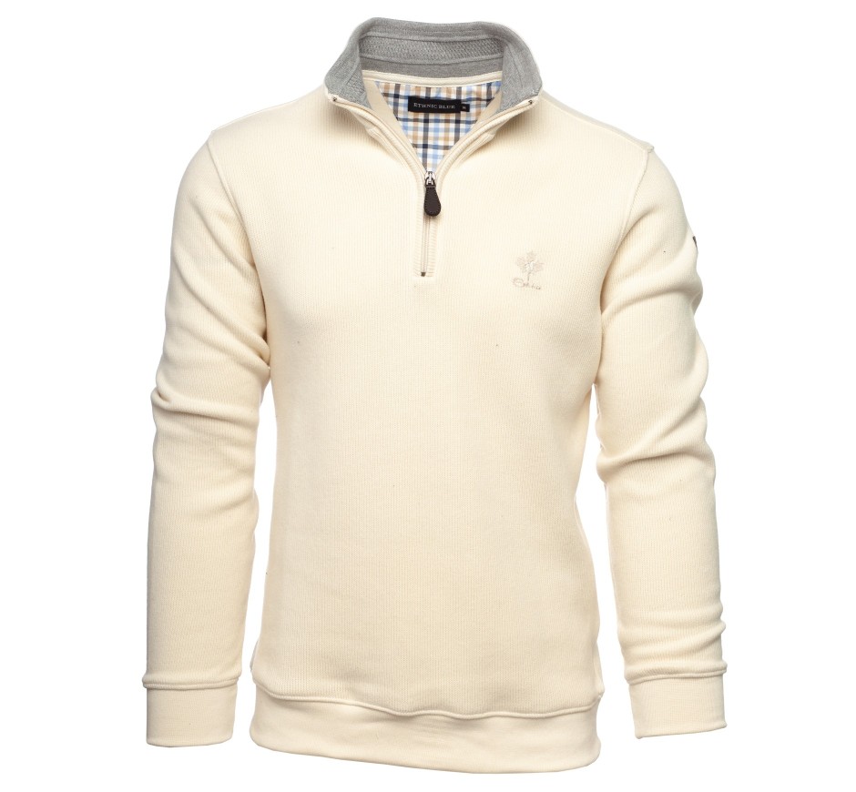 Men’s Zip Neck Signature Sweatshirt | Comfort & Style – Ethnic Blue