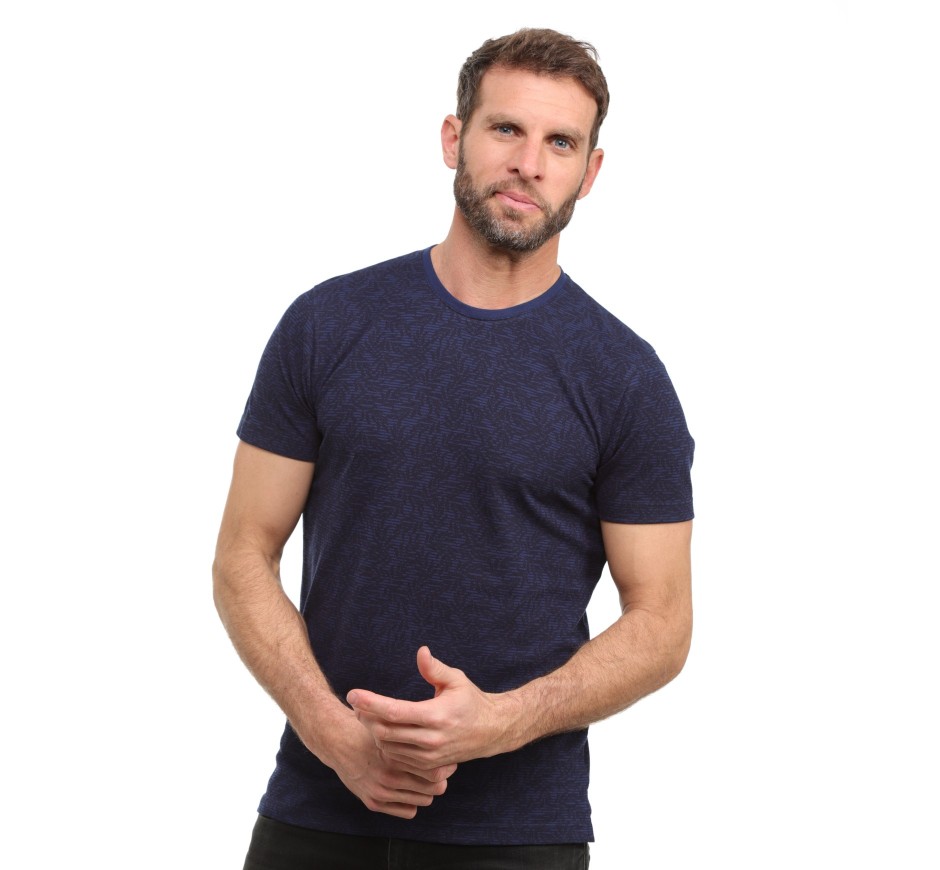 Piqué Knit T-Shirt with Botanical Print and Side Slits – Portuguese Premium Quality