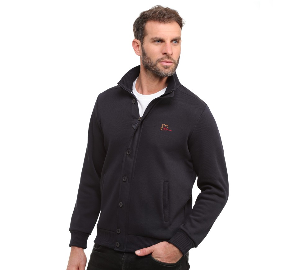 Men's Navy Fleece Jacket – Urban Comfort and Sophisticated Style