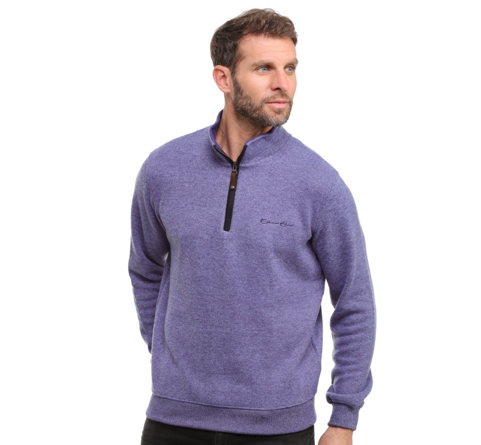 Sweat Zip Homme Premium avec Laine | Ethnic Blue
