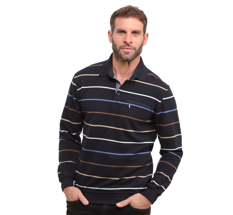 Polo rayé maille ottoman
