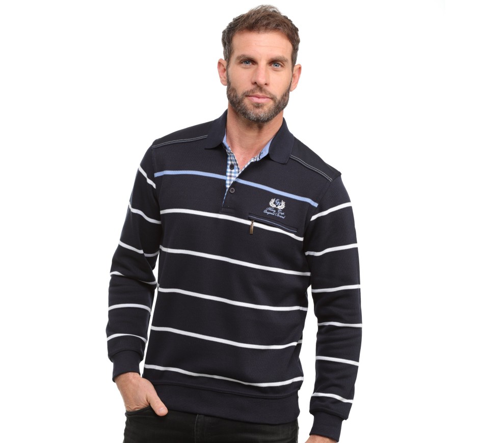 Men's Timeless Striped Polo - Exclusive Soft Knit | Ethnic Blue