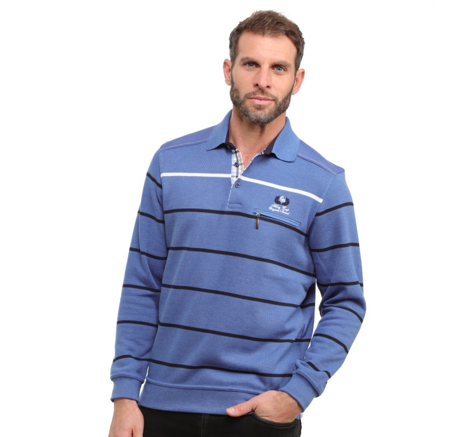 Men's Timeless Striped Polo - Exclusive Soft Knit | Ethnic Blue