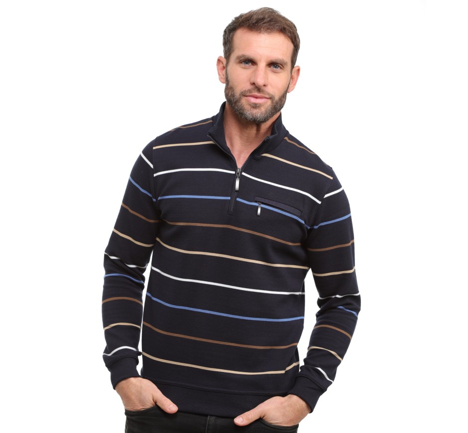 Sweat col Zip maille ottoman