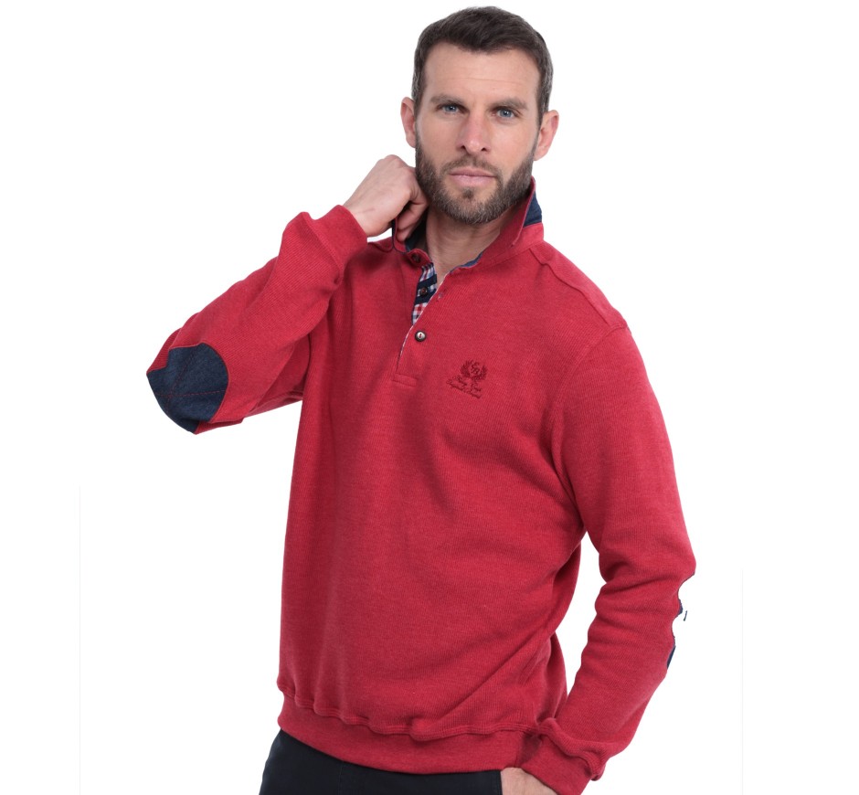 Men's Signature Polo with Elbow Patches - Soft Knit | Ethnic Blue