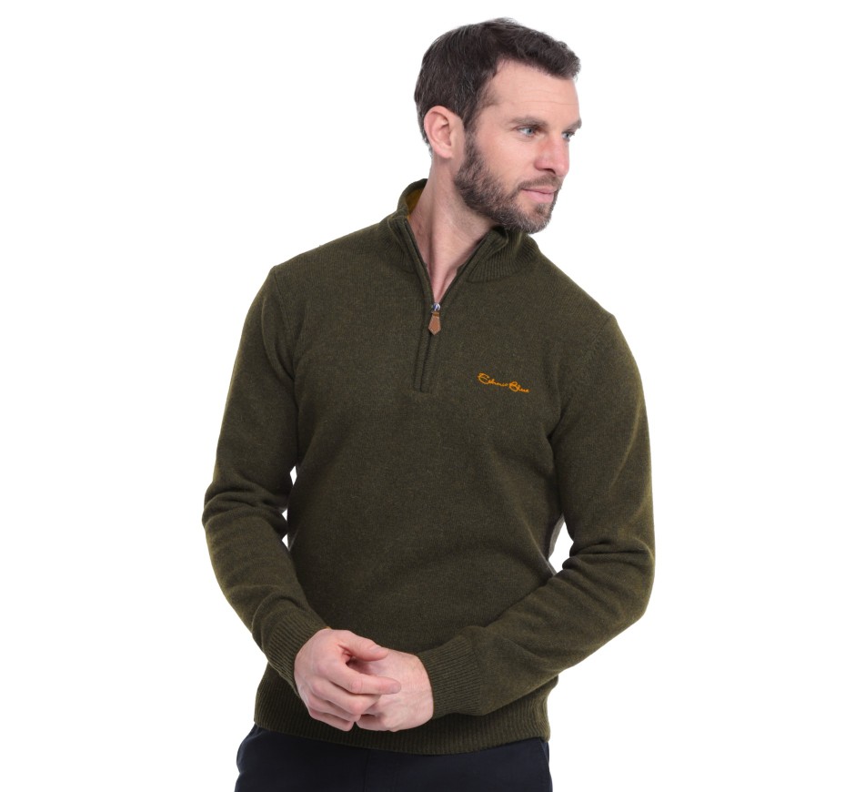 Men's trucker sweater,wool, ocher