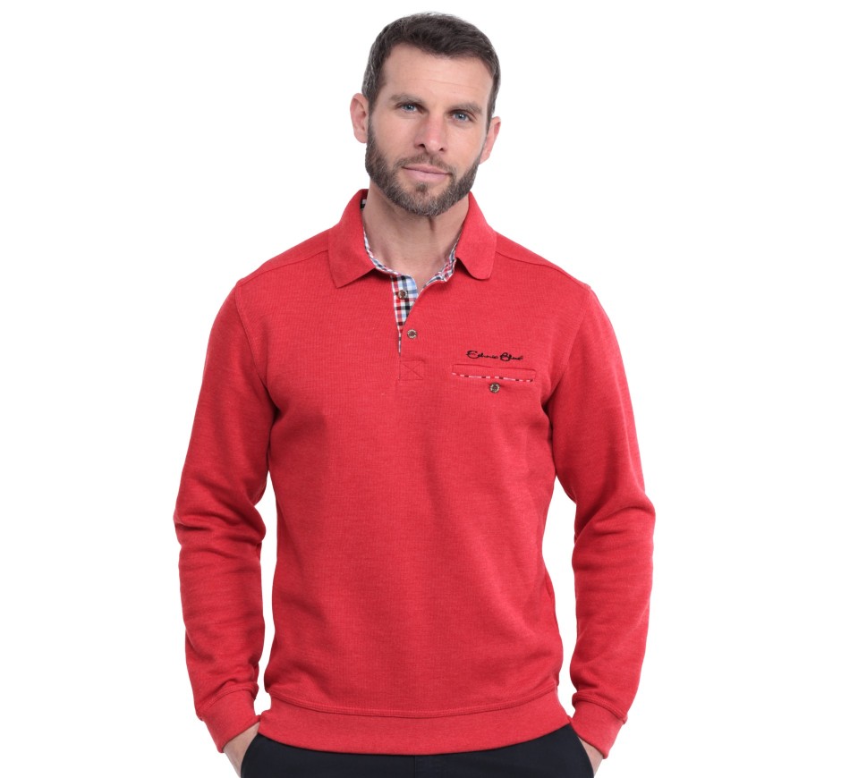 Polo Homme Manches Longues avec Poche Poitrine | Ethnic Blue