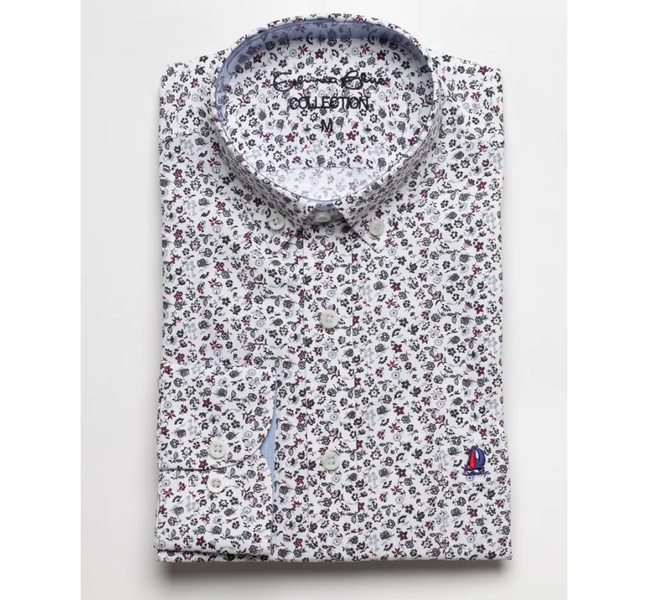 Chemise manches longues poche imprimé fleuri