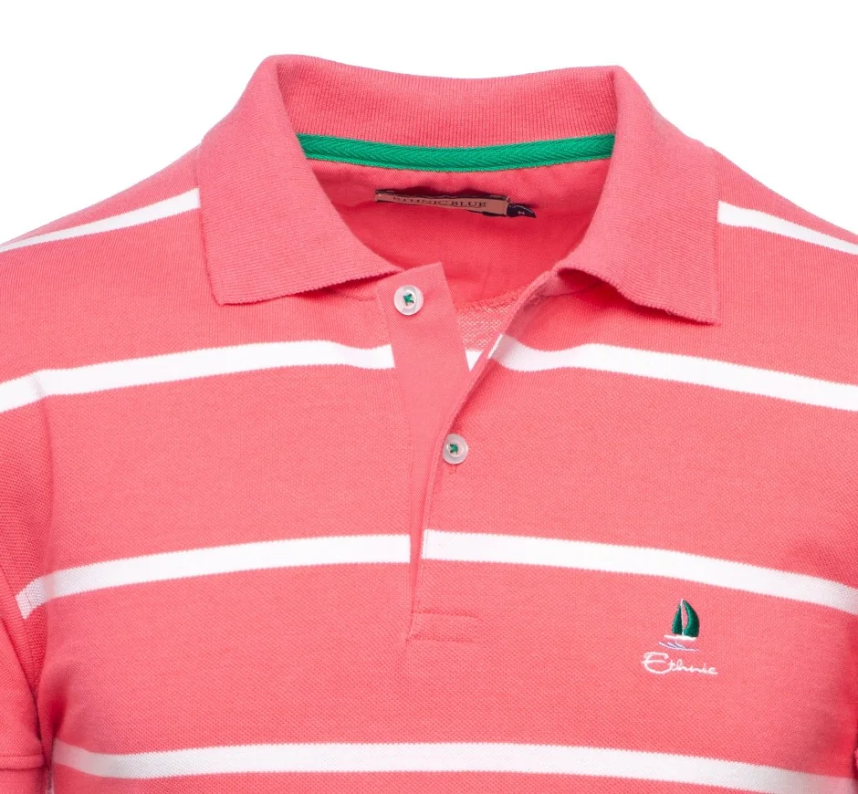 Striped Piqué Polo – Comfortable & Summer-Ready | Ethnic Blue