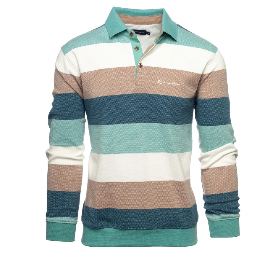 Striped Lightweight Polo – Soft Brushed Interior | Ethnic Blue