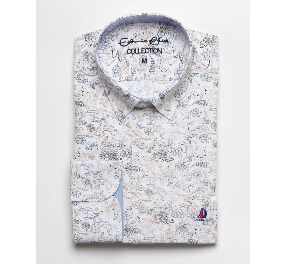 Chemise manches longues poche imprimé fantaisie