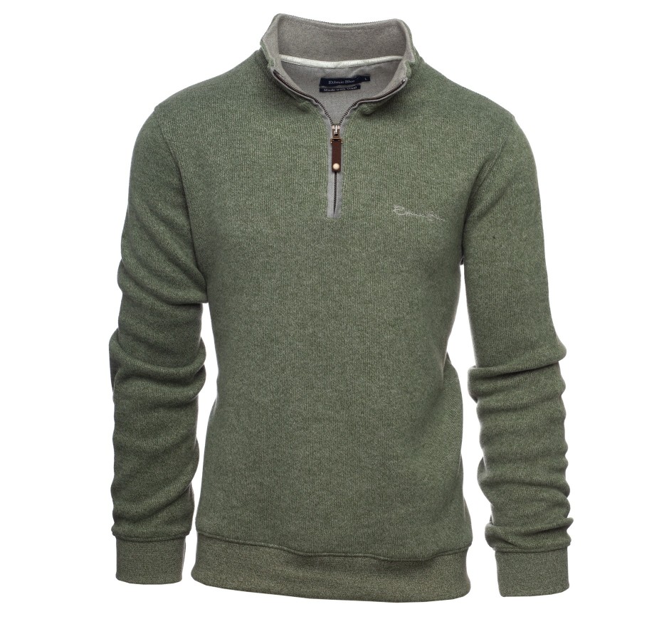 Sweat Zip Homme Premium avec Laine | Ethnic Blue