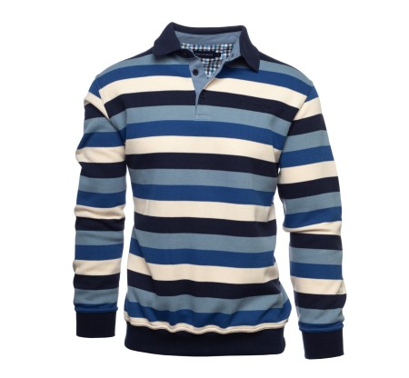 Polo homme Rayé - Denim, Ciel, Beige et Marine - Confectionné au Portugal