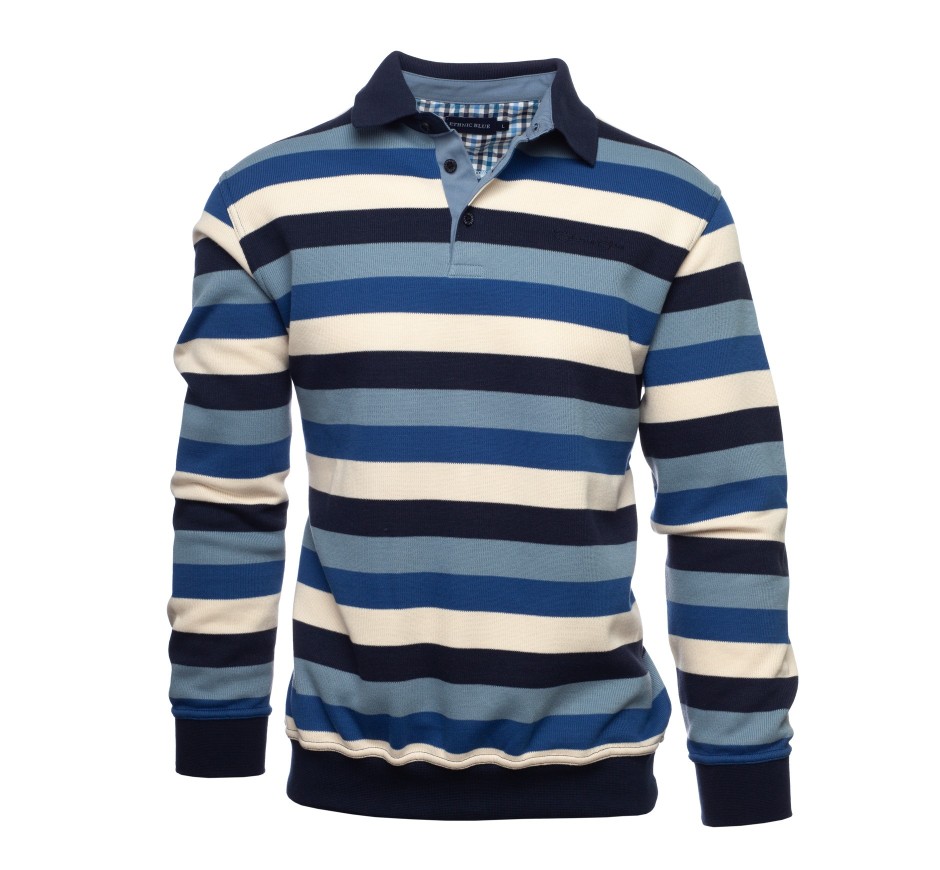 Polo homme Rayé - Denim, Ciel, Beige et Marine - Confectionné au Portugal