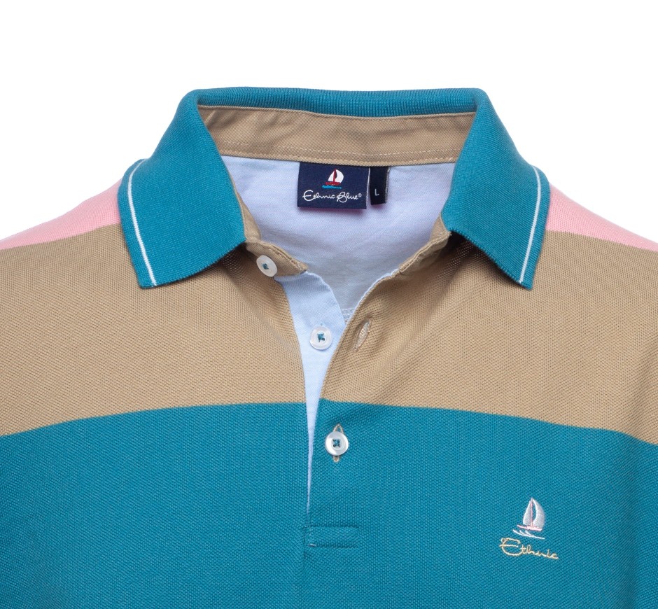 Pink Striped Piqué Polo - Breathable and Durable - Made in Portugal