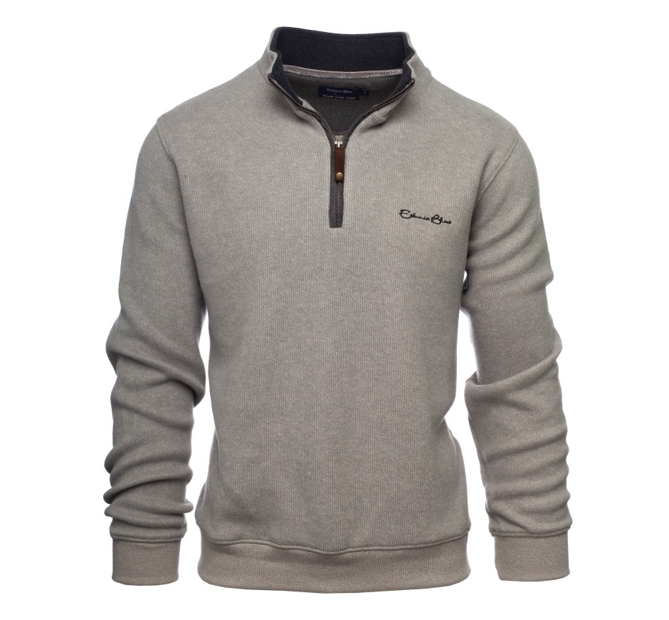 Zip-neck Sweater in SOFT TOUCH SKY with WOOL