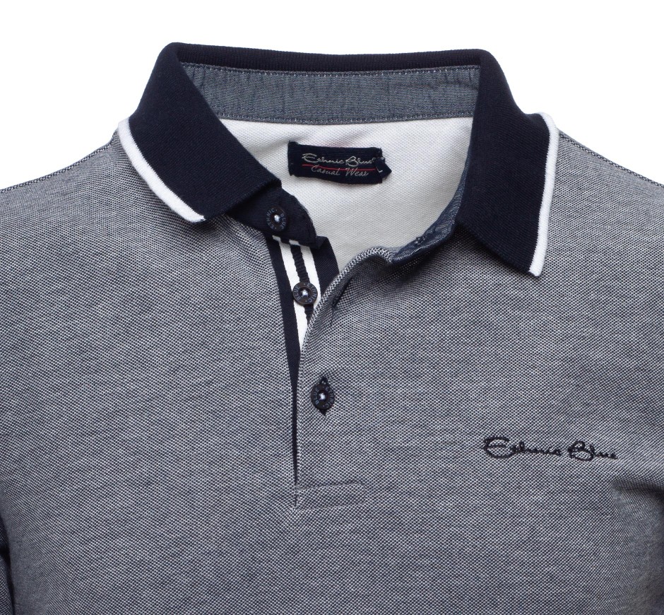 Men's polo, short sleeves, brown melanged, piqué