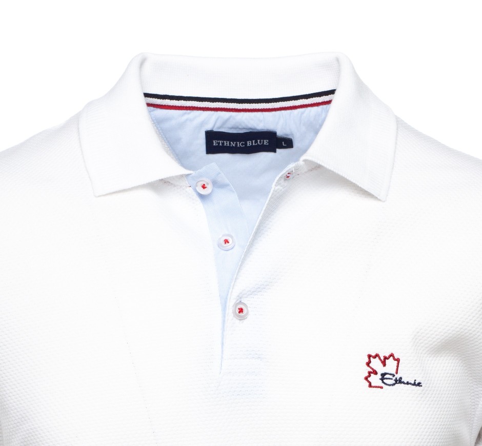 Men's polo, short sleeves, navy fancy knit