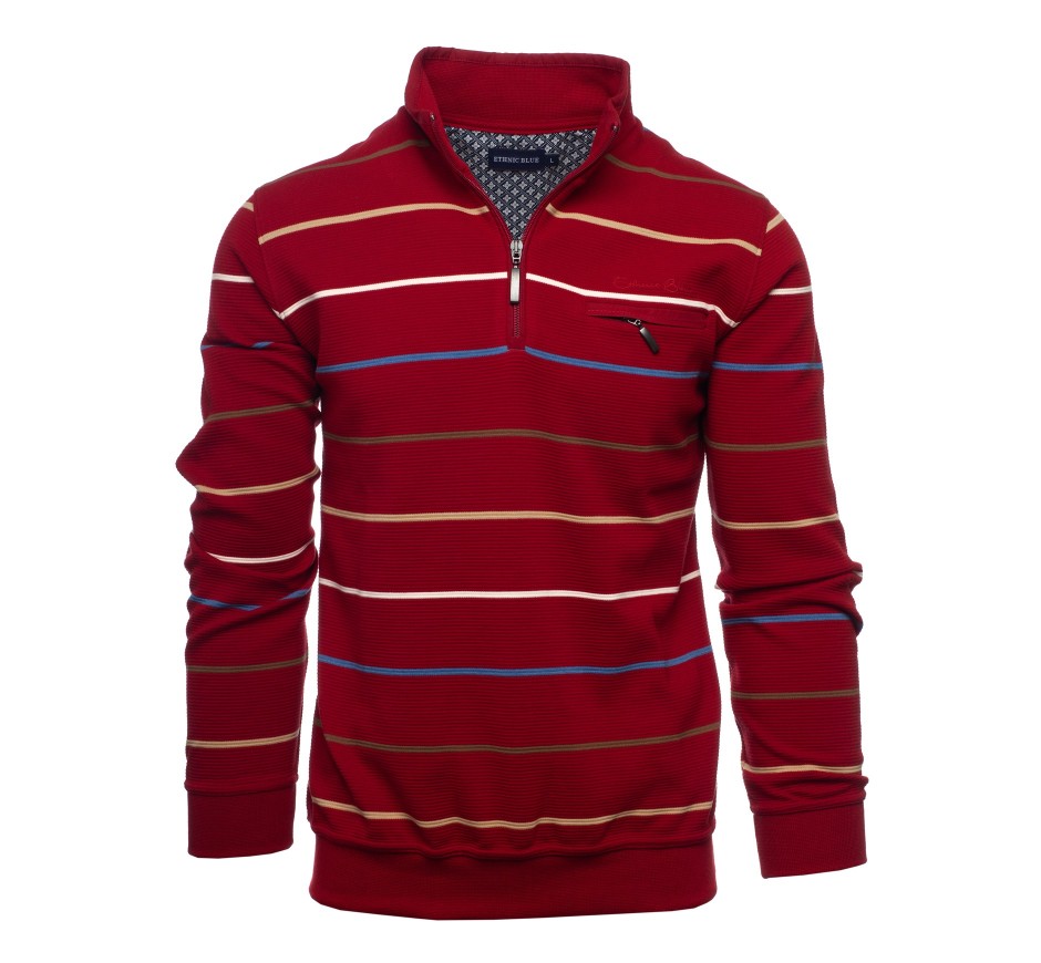 Sweat Homme Zip Col Montant en Maille Ottoman – Confort et Style