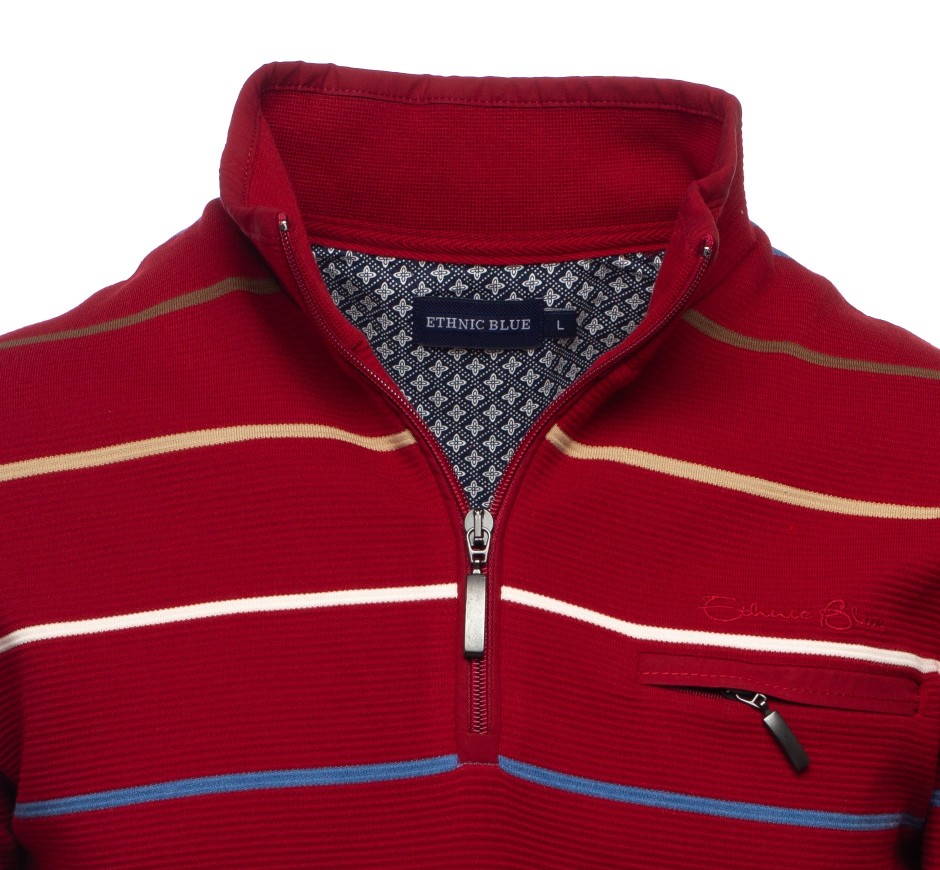 Sweat Homme Zip Col Montant en Maille Ottoman – Confort et Style