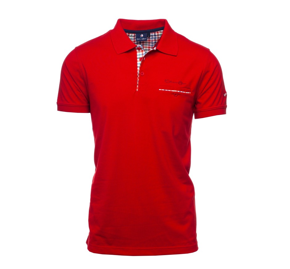Red Jersey Polo with Checkered Detail - Comfort and Superior Quality