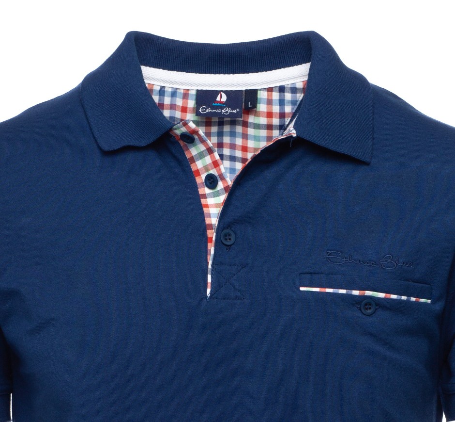 Red Jersey Polo with Checkered Detail - Comfort and Superior Quality