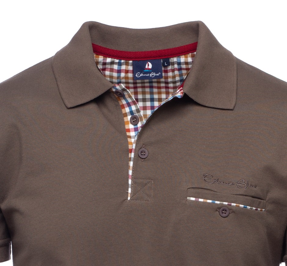 Red Jersey Polo with Checkered Detail - Comfort and Superior Quality