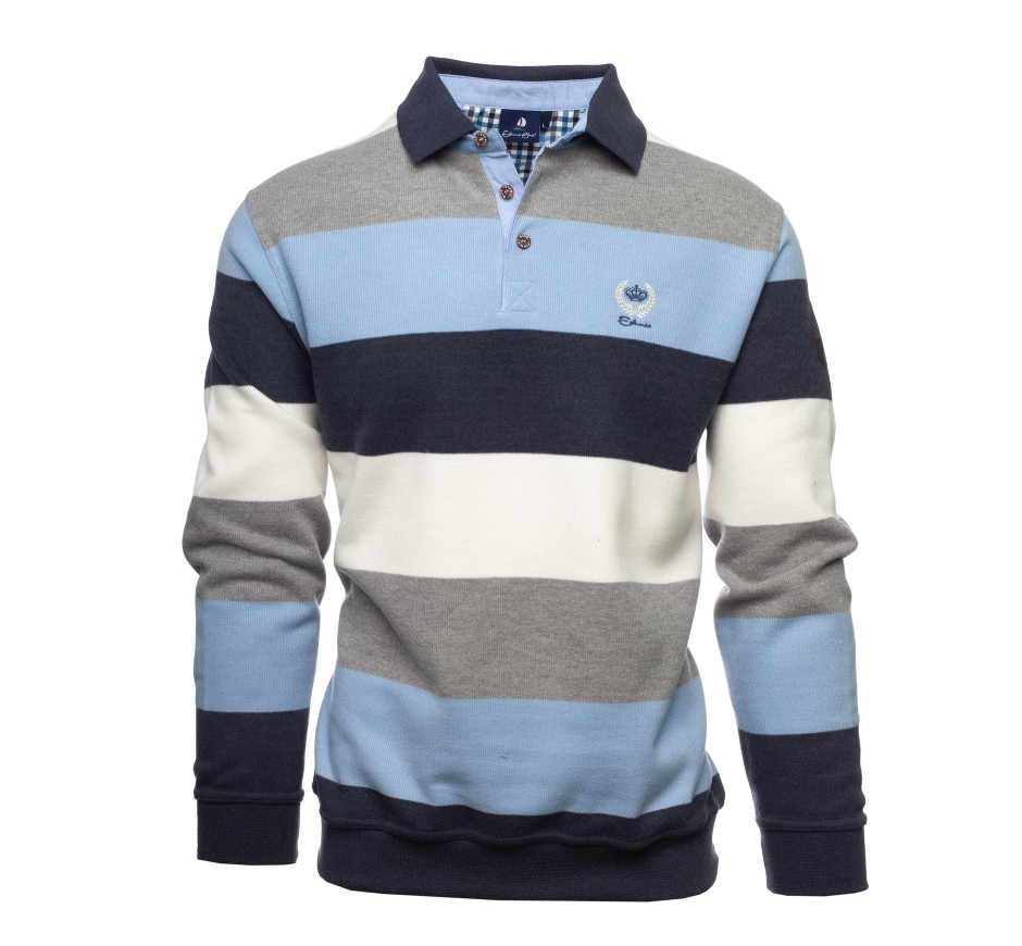 Polo homme rayé ROUGE BLANC MARINE GRIS manches longues toucher doux