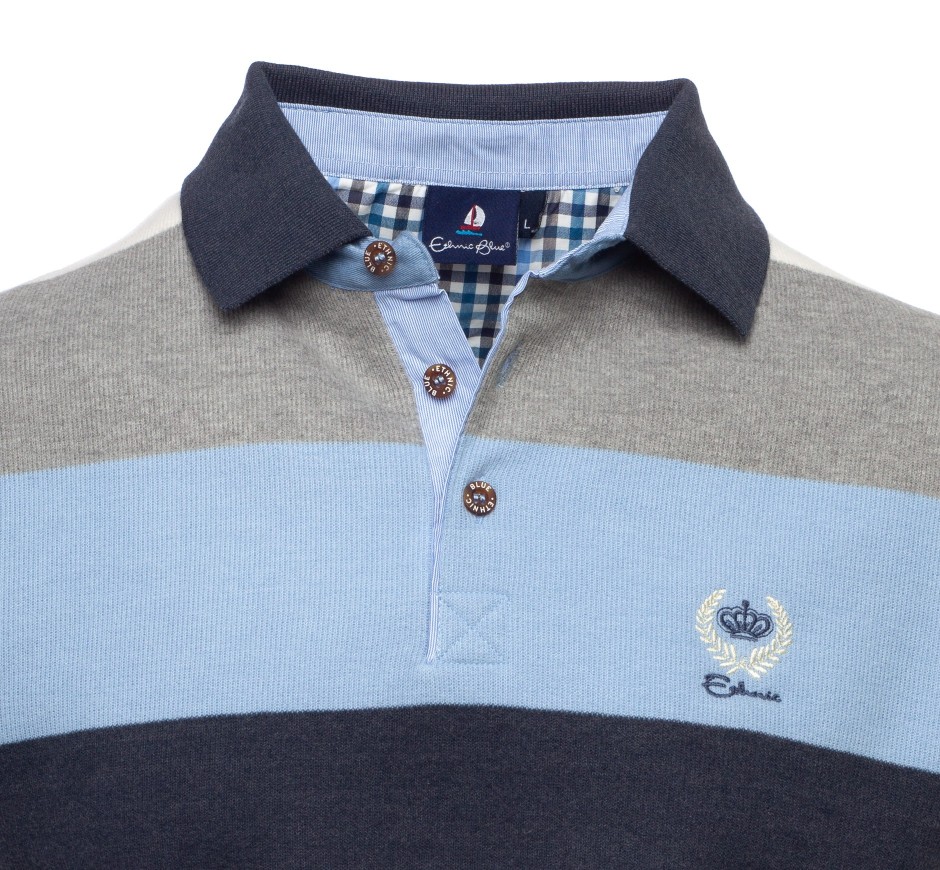 Polo homme rayé ROUGE BLANC MARINE GRIS manches longues toucher doux