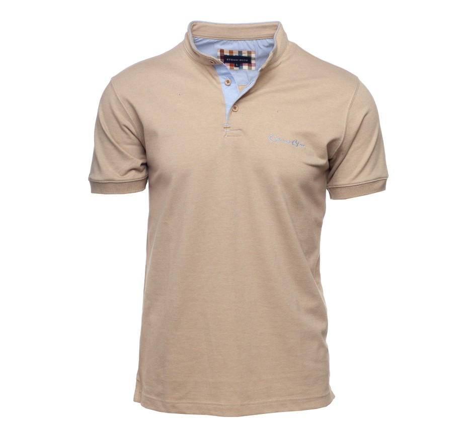 Polo Marine Maille Piquée Col Mao - Élégance Sportive Made in Portugal