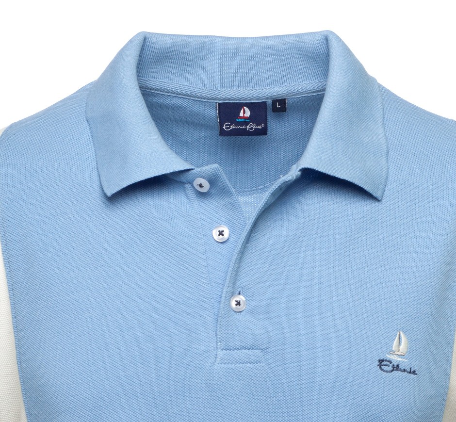 Blue Striped Piqué Polo - Comfort and Style - Made in Portugal