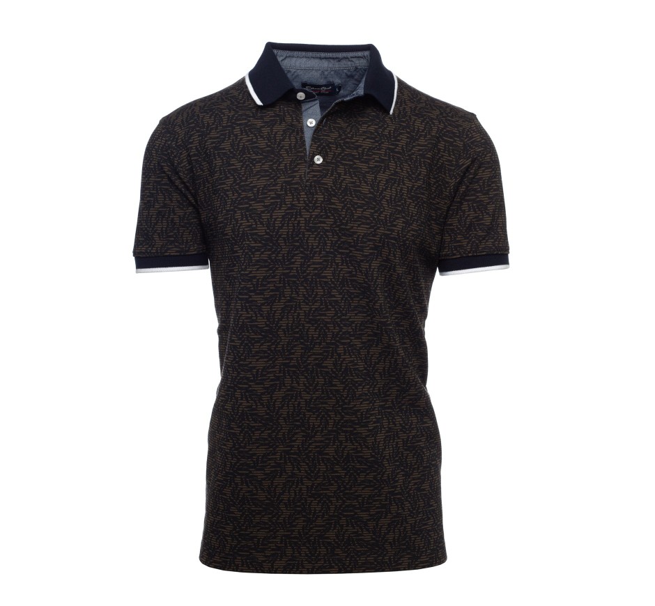 Polo Homme Imprimé Végétal en Maille Piquée | Ethnic Blue
