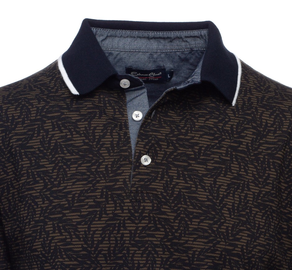 Men's Floral Print Pique Polo Shirt | Ethnic Blue
