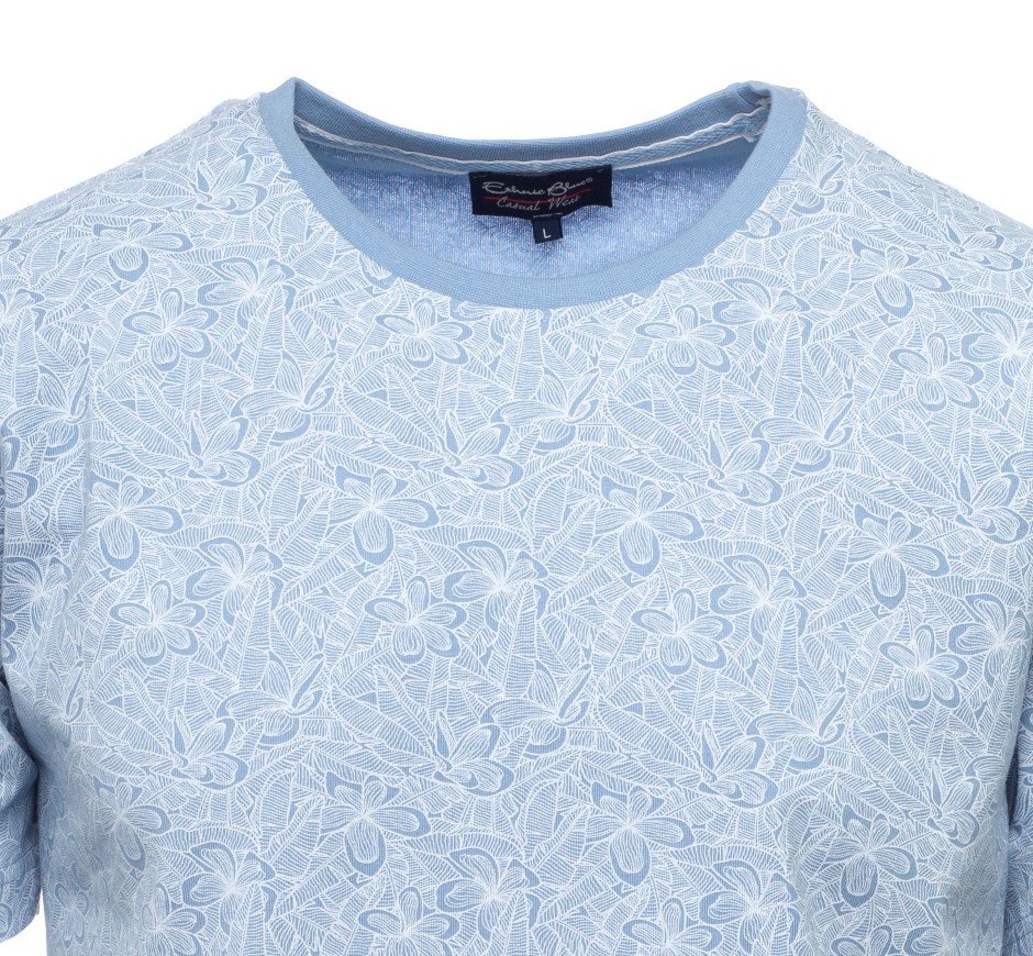 T-shirt Homme Jersey Imprimé Fleuri Ton sur Ton – Confort Élégant pour Printemps/Été