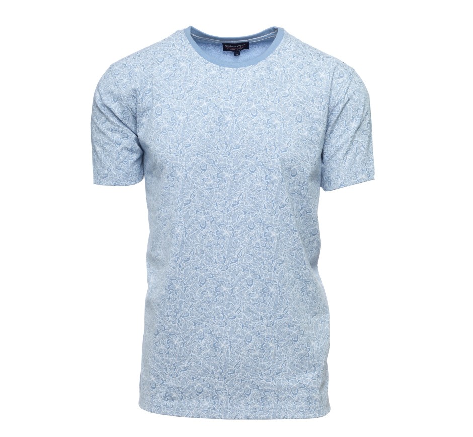 T-shirt Homme Jersey Imprimé Fleuri Ton sur Ton – Confort Élégant pour Printemps/Été