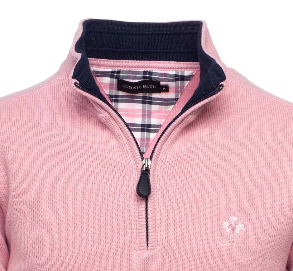 Men’s Zip Neck Signature Sweatshirt | Comfort & Style – Ethnic Blue