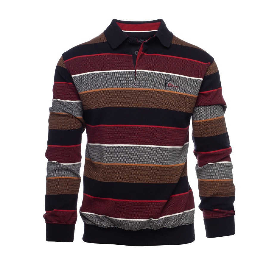 polo rayé homme ROUGE CAMEL ECRU NOIR
