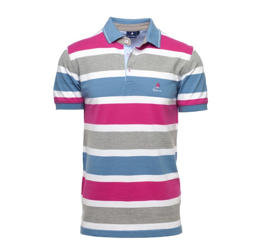 Polo Rayé Fuchsia - Fabriqué au Portugal