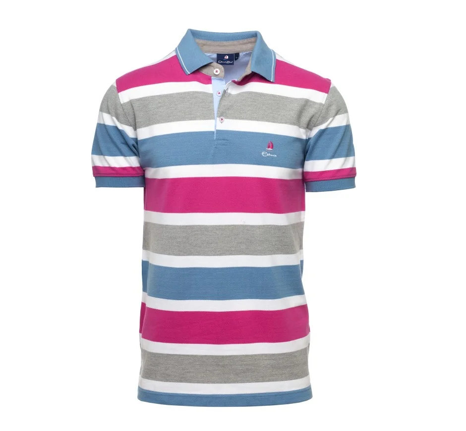Polo Rayé Fuchsia - Fabriqué au Portugal